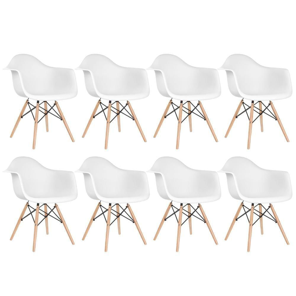 8 Cadeiras Charles Eames Eiffel Daw Clara Branco