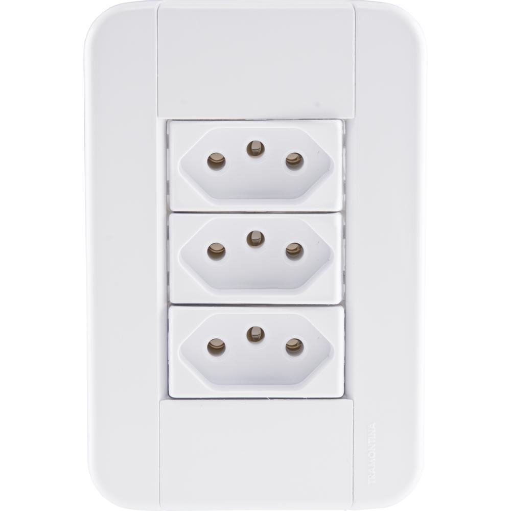 Conjunto 4x2 com 3 Tomadas 2P+T 10 A 250 V Tramontina Tablet Branco