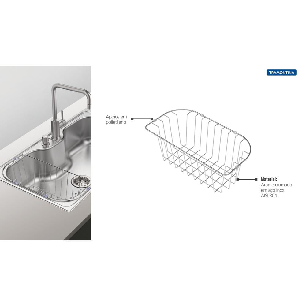Cesto Aramado para Cubas de Sobrepor Morgana Maxi Tramontina em Aço Inox