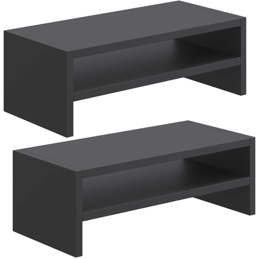 Kit 02 Suportes Stand Para Monitores Mesa Escritório Home Office Lap L03 Preto - Lyam Decor