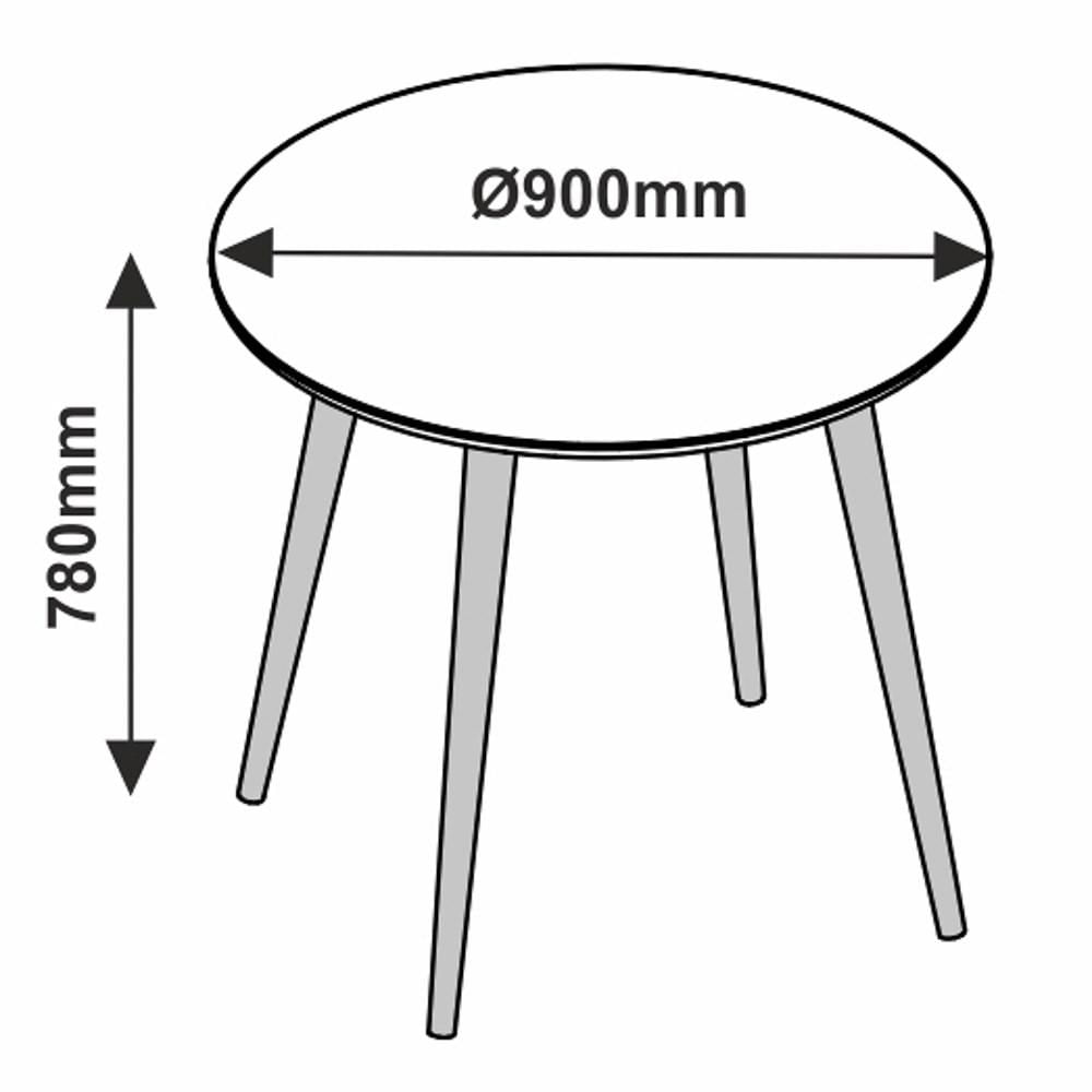 Mesa De Jantar Redonda 90cm 4 Lugares Tampo de Vidro Veneza C14 Off White - Mpozenato