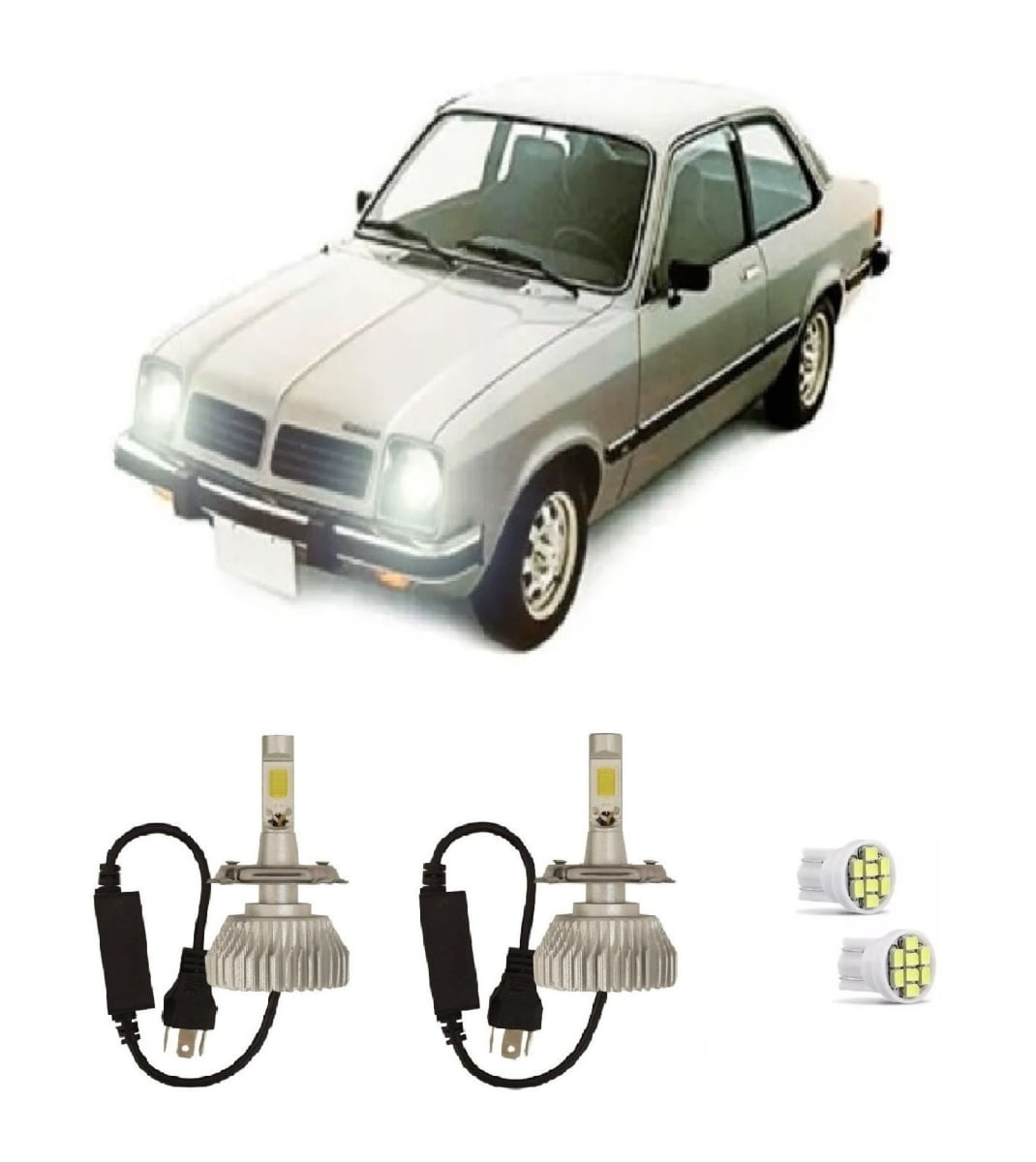 Kit Lâmpadas Super Led Farol Alto Baixo Chevette 1973 à 1993