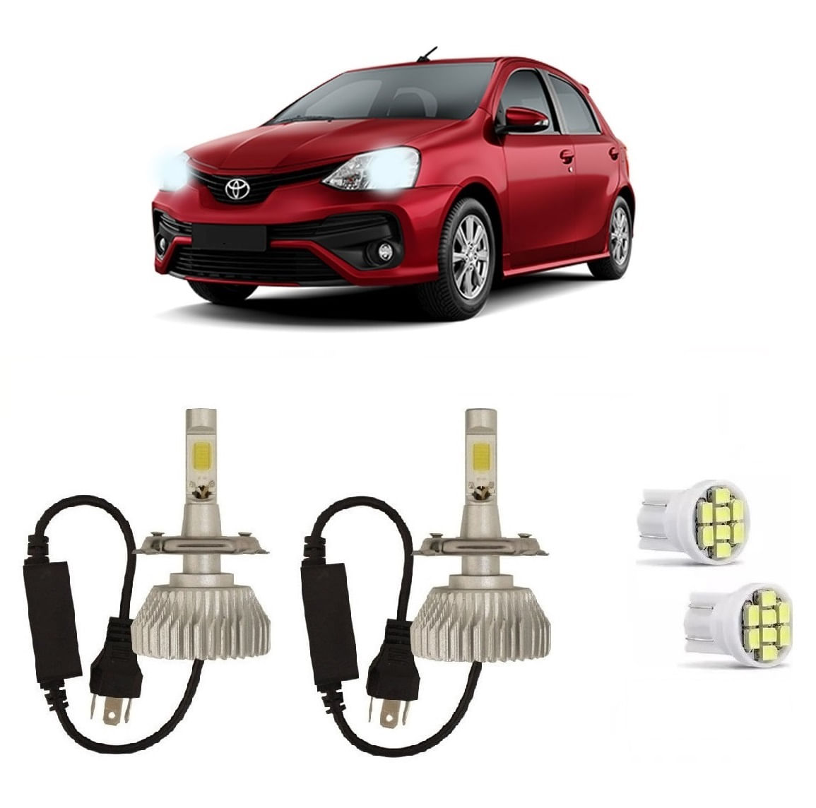 Kit Lâmpadas Super Led Farol Alto Baixo Etios 2013 à 2016