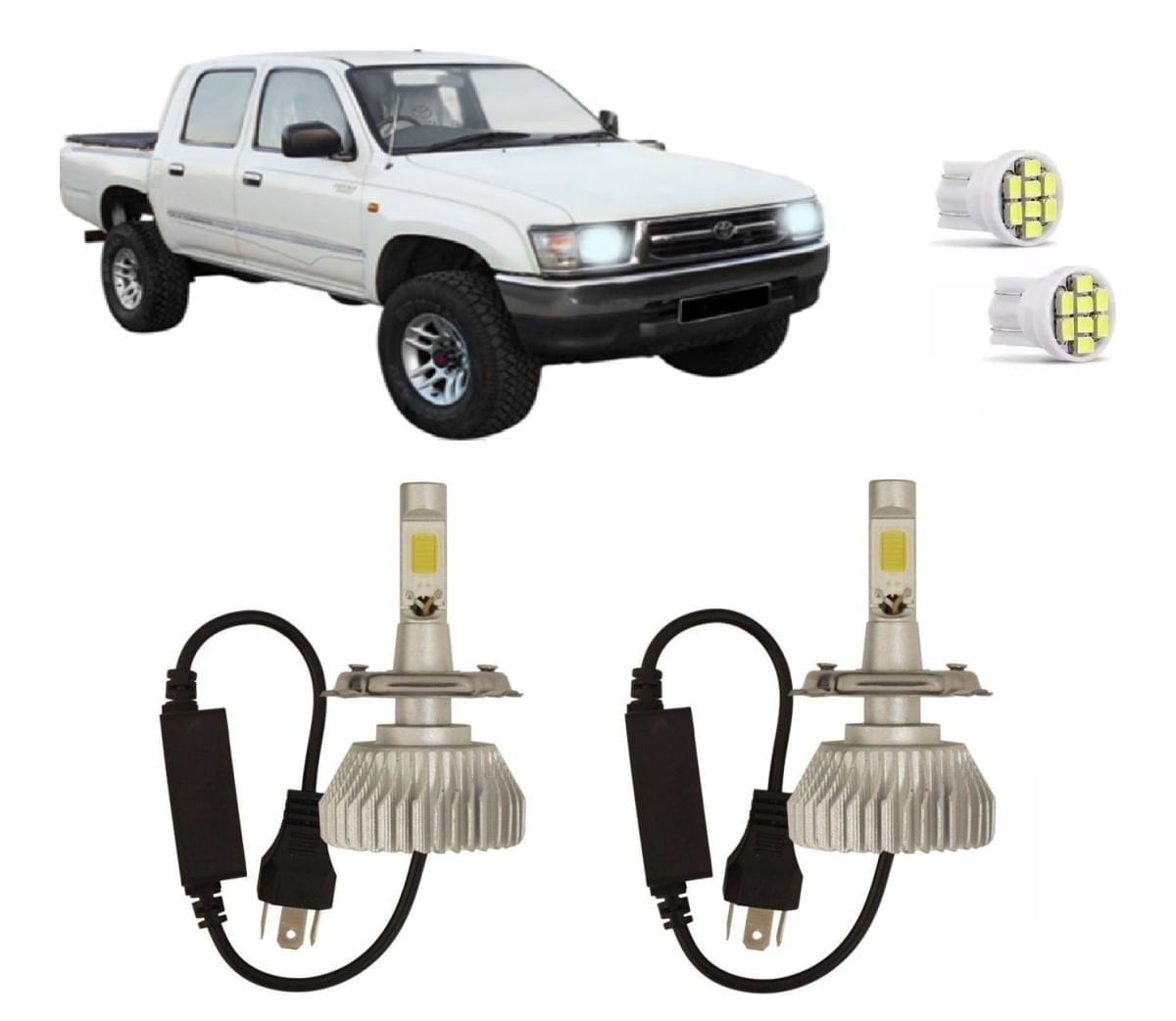 Kit Lâmpadas Super Led Farol Alto Baixo Hilux 1993 à 2001