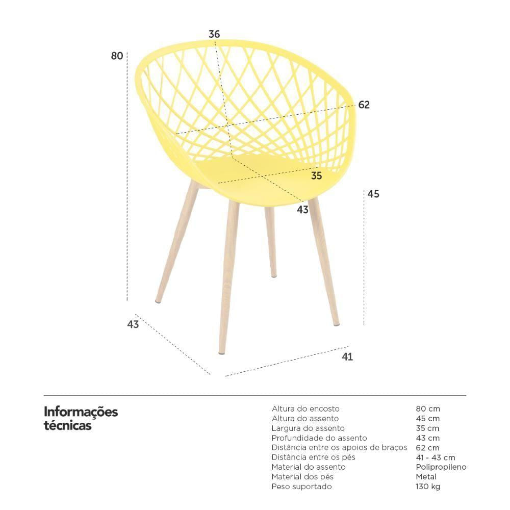 Cadeira Clarice Nest Com Apoio De Braços - Amarelo