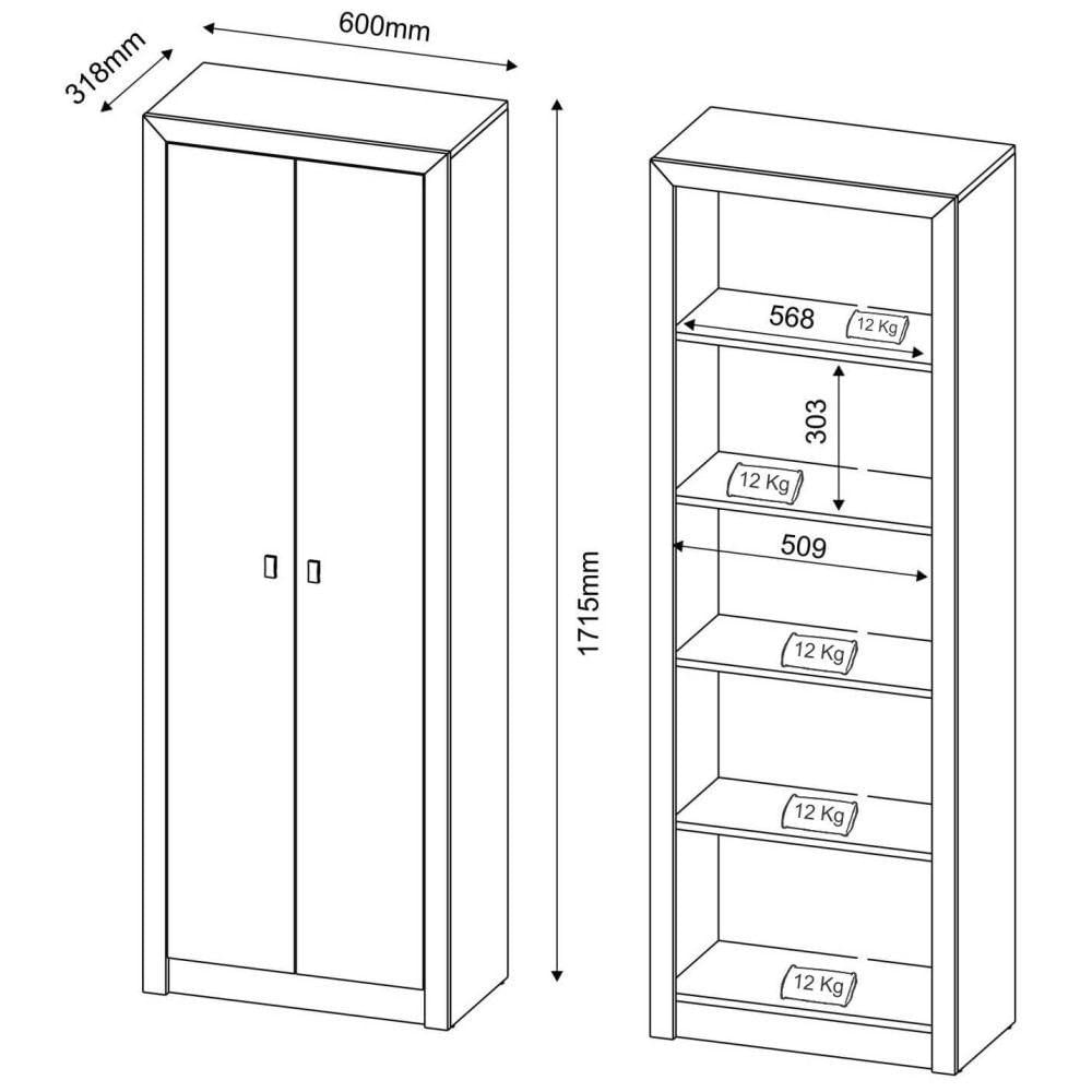 Armário de 171,5 cm para Home Office 02 Portas ME4105 Nogal - Tecno Mobili