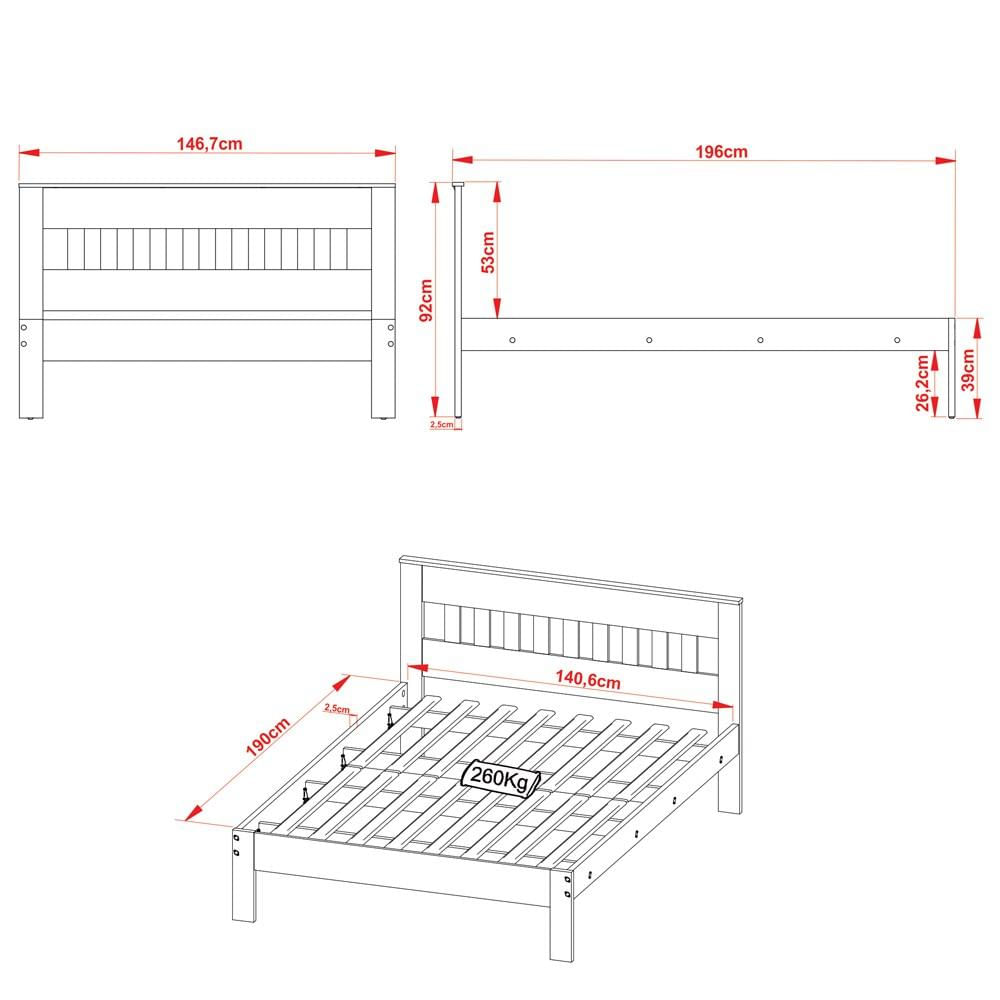 Cama de Casal CM8007 Branco - Tecno Mobili