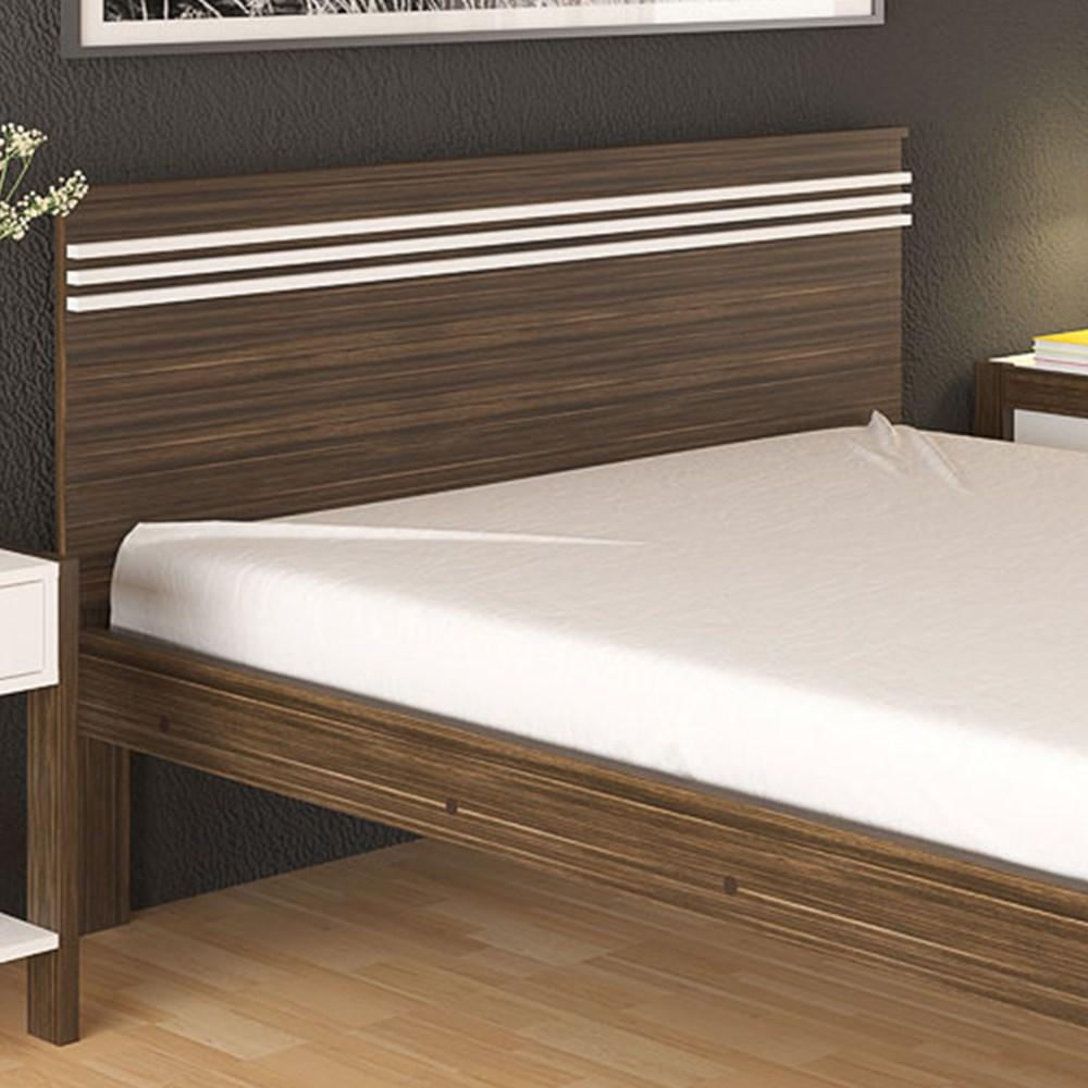 Cama de Casal Madeira CM8009 Nogal/Branco - Tecno Mobili