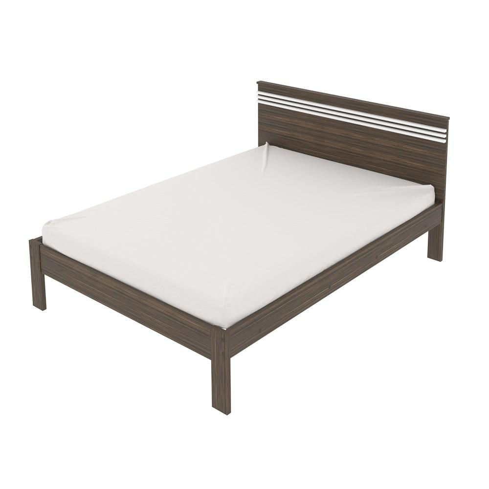 Cama de Casal Madeira CM8009 Nogal/Branco - Tecno Mobili