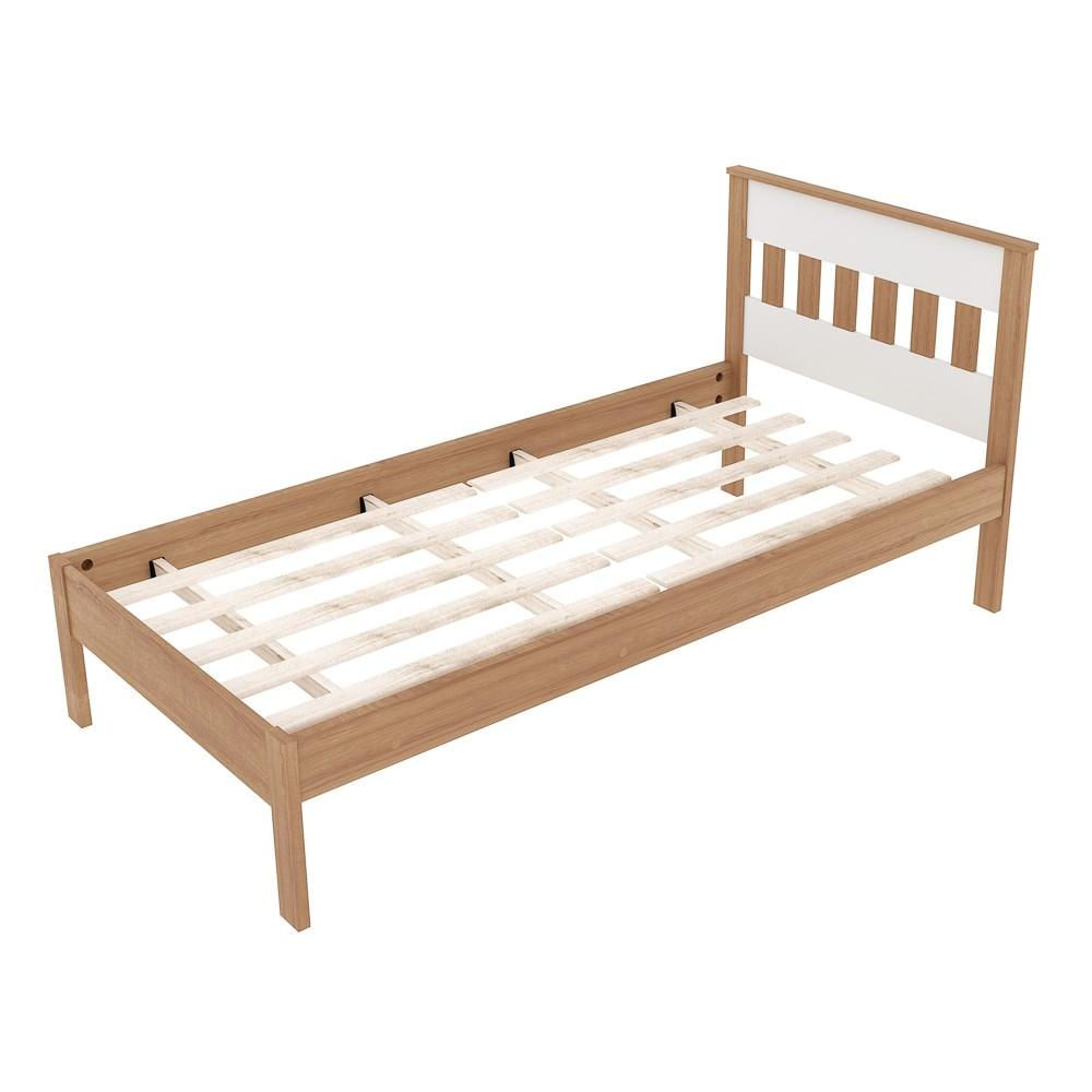 Cama de Solteiro Madeira CM8006 Amêndoa/Branco - Tecno Mobili