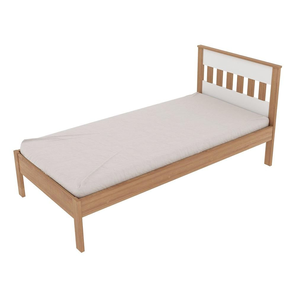 Cama de Solteiro Madeira CM8006 Amêndoa/Branco - Tecno Mobili