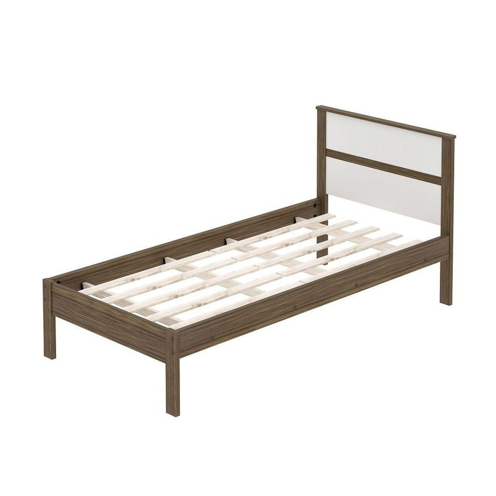 Cama De Solteiro Madeira Cm8004 Nogal/branco