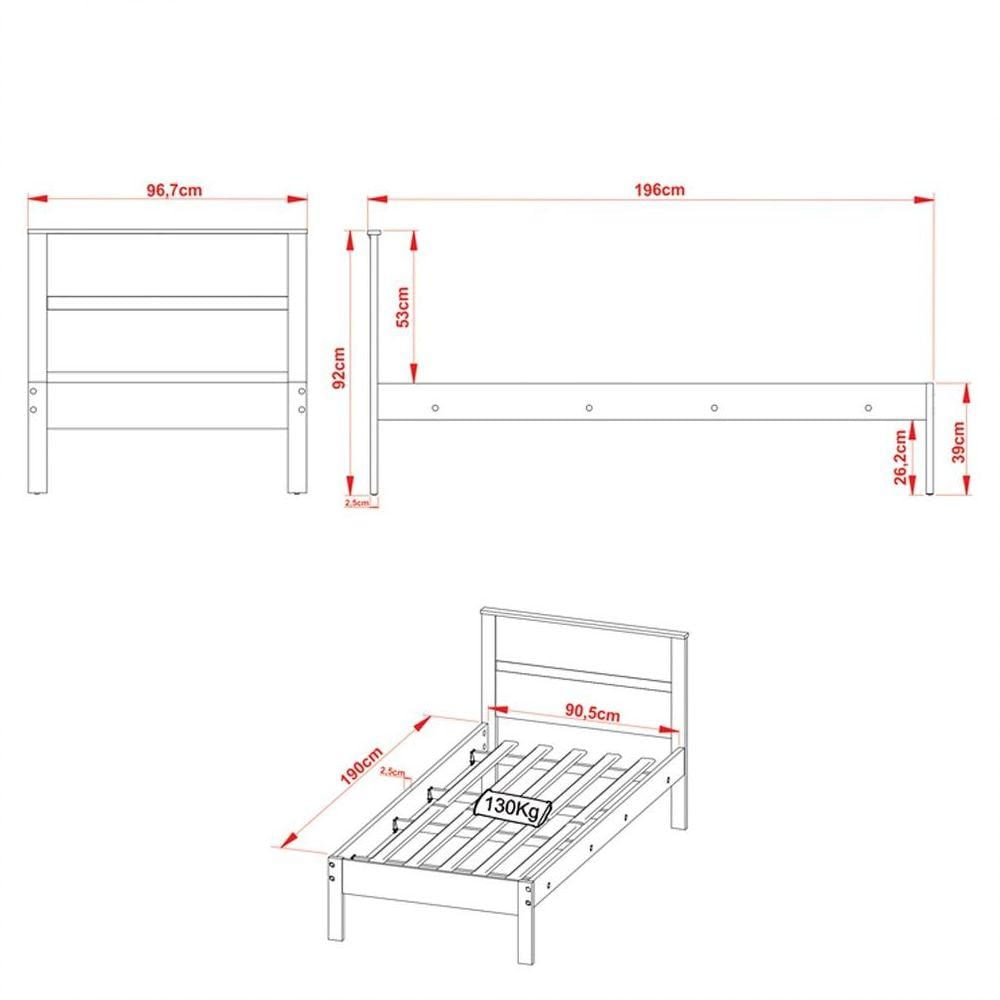 Cama De Solteiro Madeira Cm8004 Nogal/branco