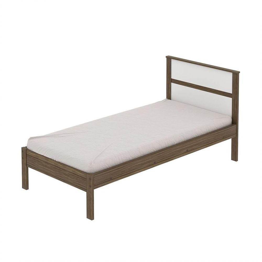 Cama De Solteiro Madeira Cm8004 Nogal/branco