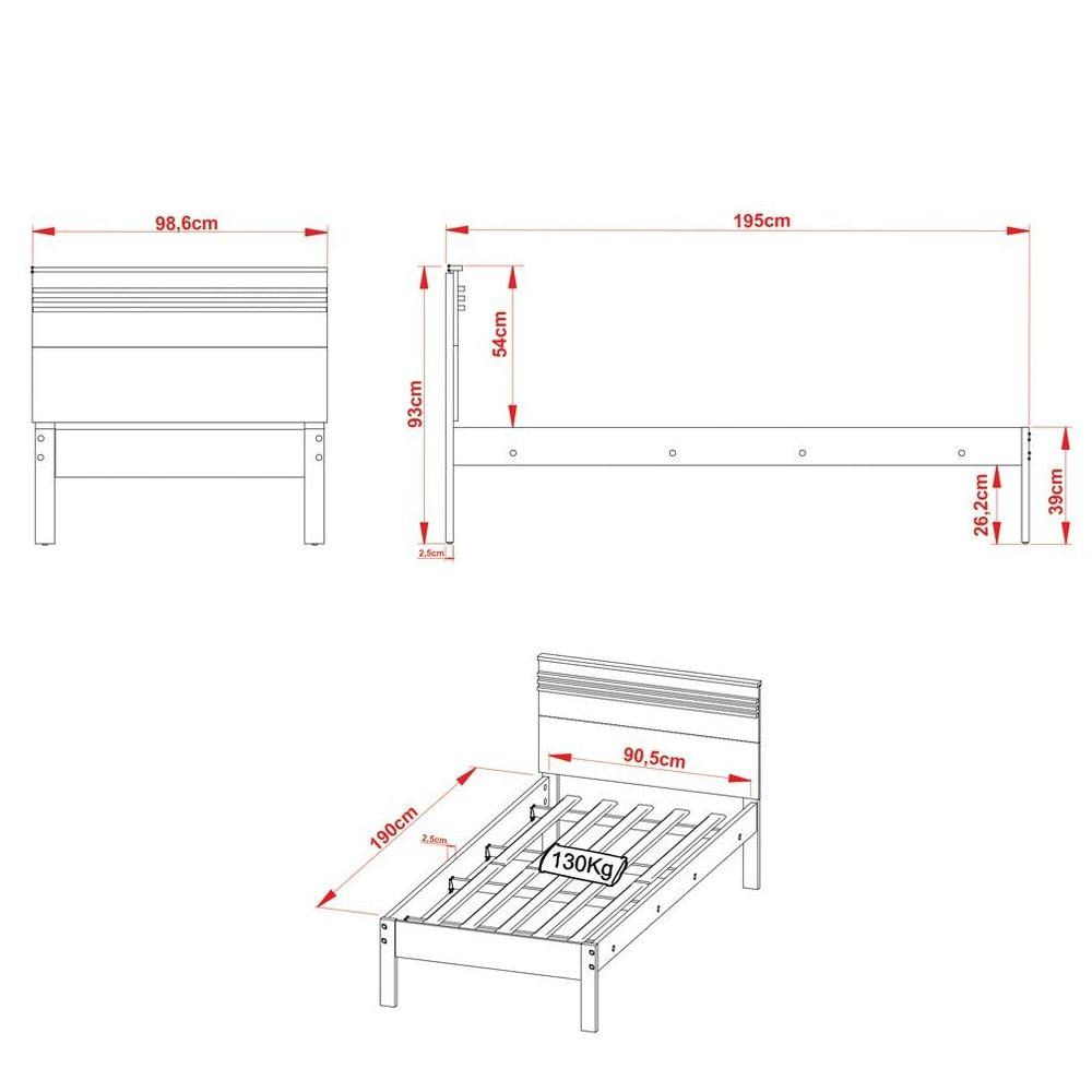 Cama De Solteiro Madeira Cm8010 Nogal/branco