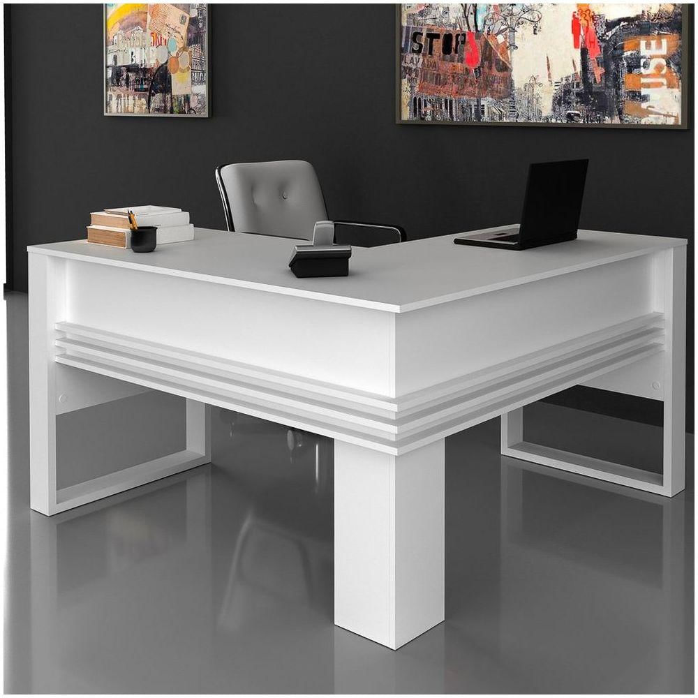 Mesa Para Escritório Em L Me4145 Branco/branco