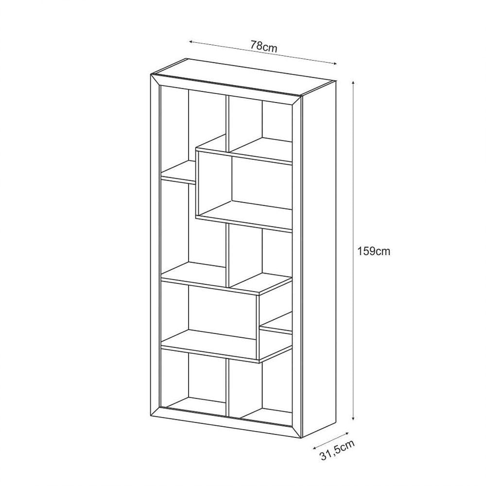 Estante Livreiro Multiuso Com Nichos E1712 Carvalho