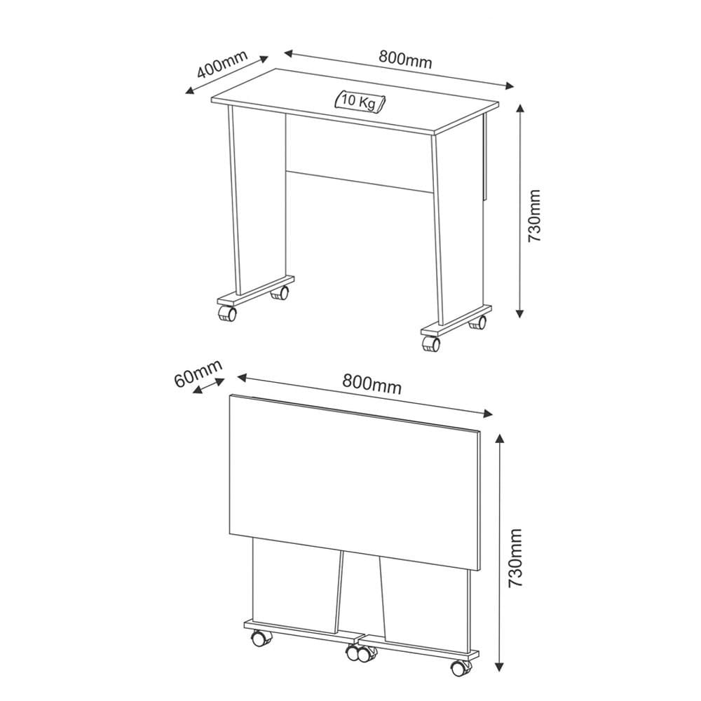 Mesa para Notebook com rodízios ME4117 Rústico - Tecno Mobili