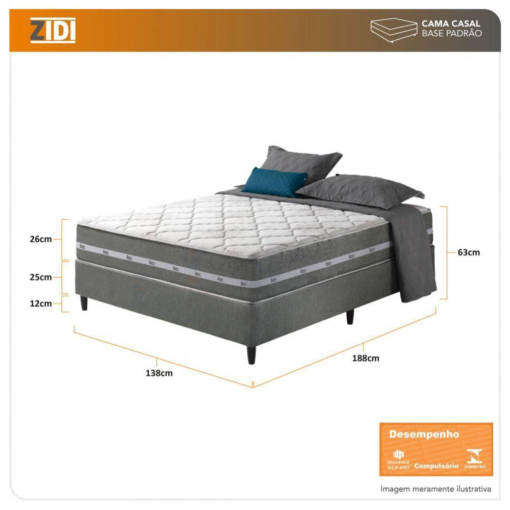 Cama Box Casal Cinza + Colchão Molas Ensacadas Miami Cinza