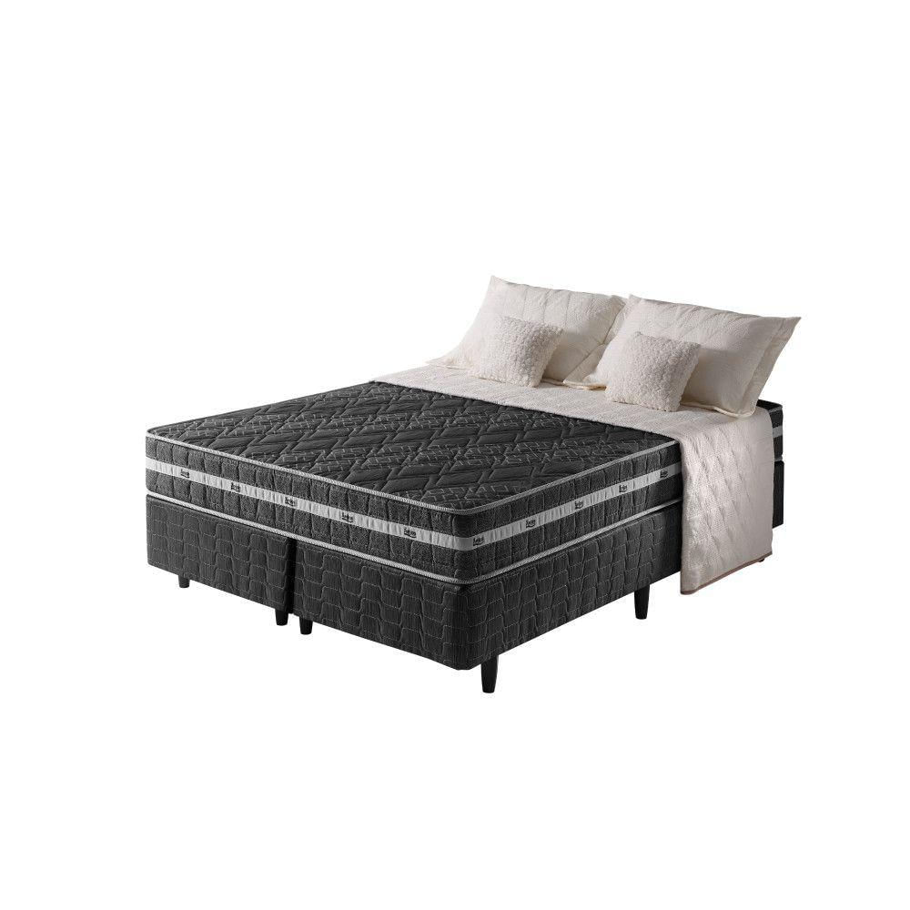 Cama Box King + Colchão Espuma D45 Extra Firme Philadelphia Preto