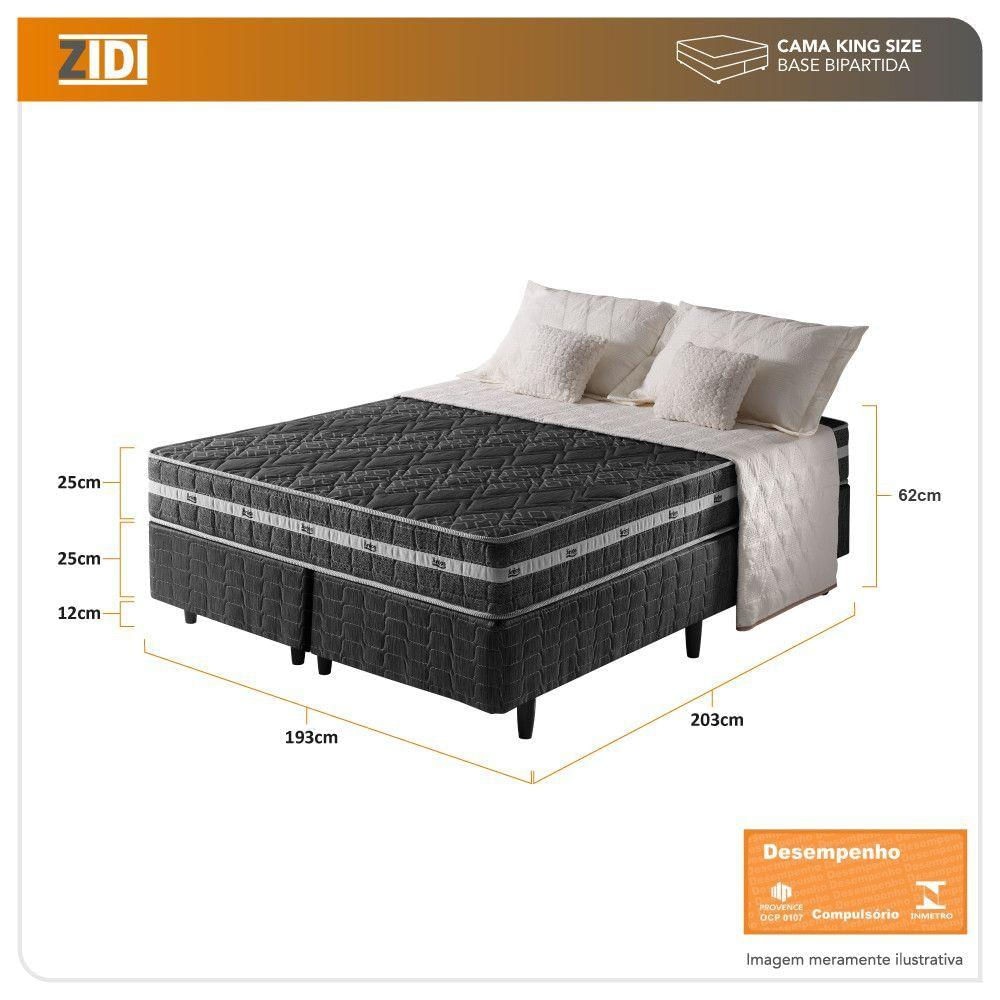 Cama Box King + Colchão Espuma D45 Extra Firme Philadelphia Preto