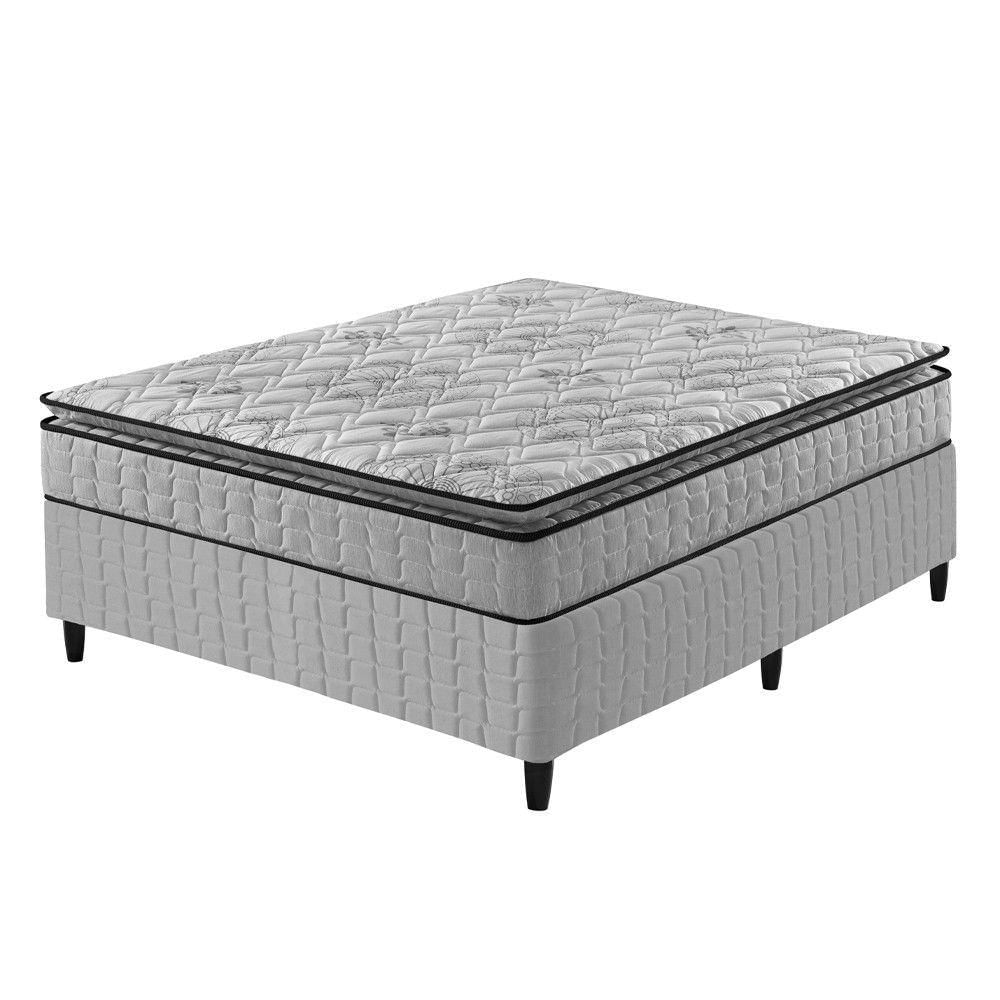 Cama Box Viúva Cinza + Colchão Ortopedico Espuma D33 Hanover Cinza