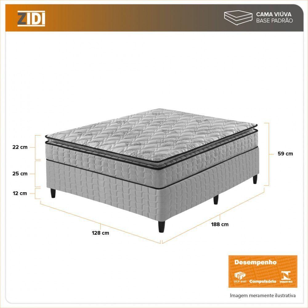 Cama Box Viúva Cinza + Colchão Ortopedico Espuma D33 Hanover Cinza