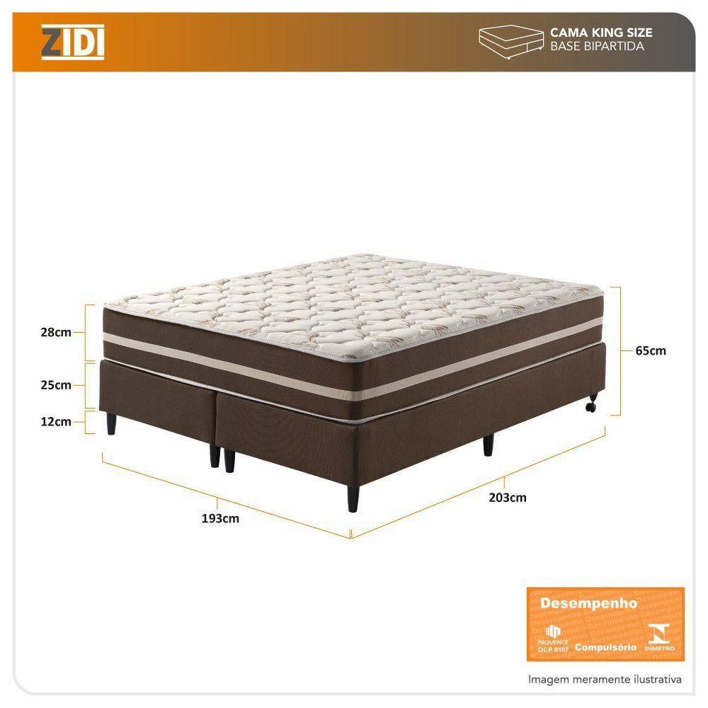 Cama Box King Marrom + Colchão Molas Ensacadas Las Vegas 193 Marrom