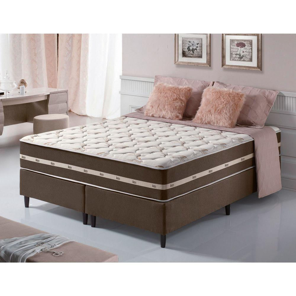 Cama Box King Marrom + Colchão Molas Ensacadas Las Vegas 193 Marrom