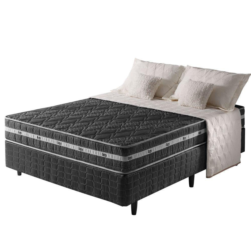 Cama Box Casal + Colchão Ortopédico Espuma D45 Extra Firme Preto