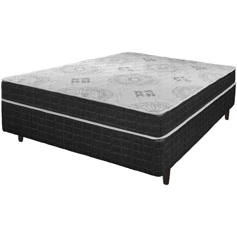 Cama Box Viúva Preto + Colchão San Francisco Espuma 128cm Preto