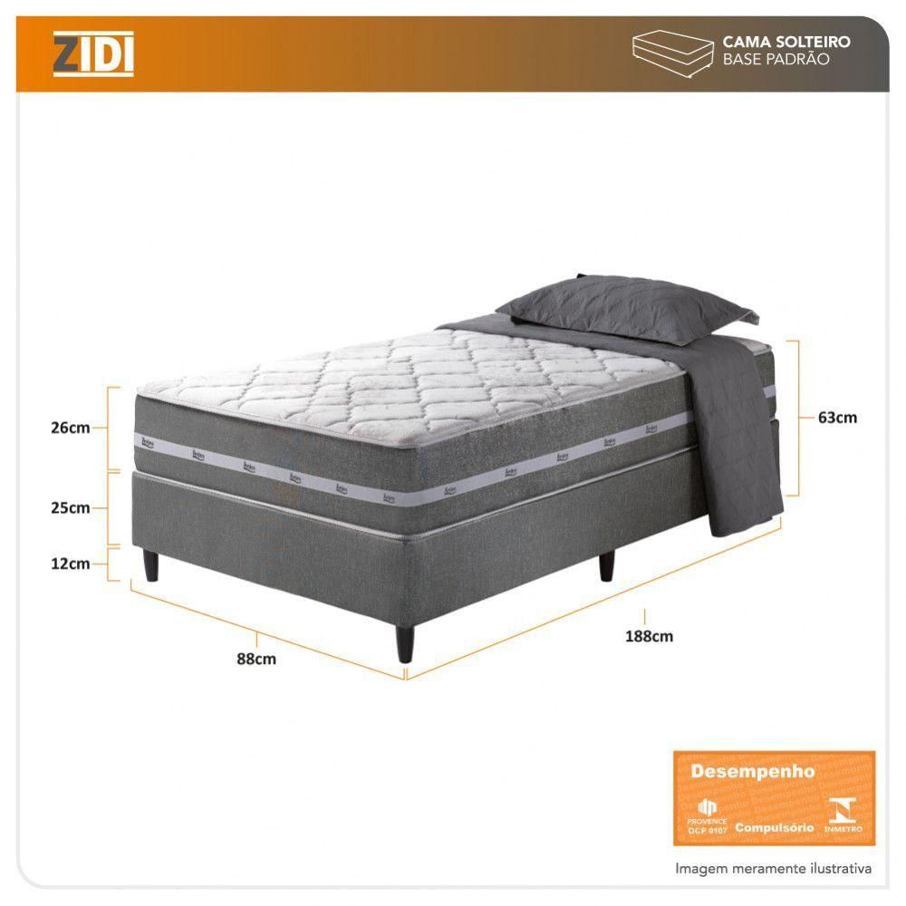 Cama Box Solteiro Cinza + Colchão Molas Ensacadas Miami Cinza