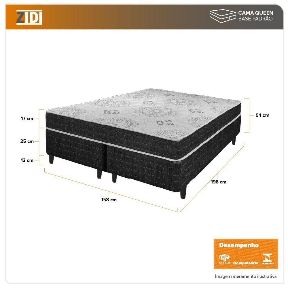 Cama Box Queen Size Preto + Colchão San Francisco D33 158cm Preto