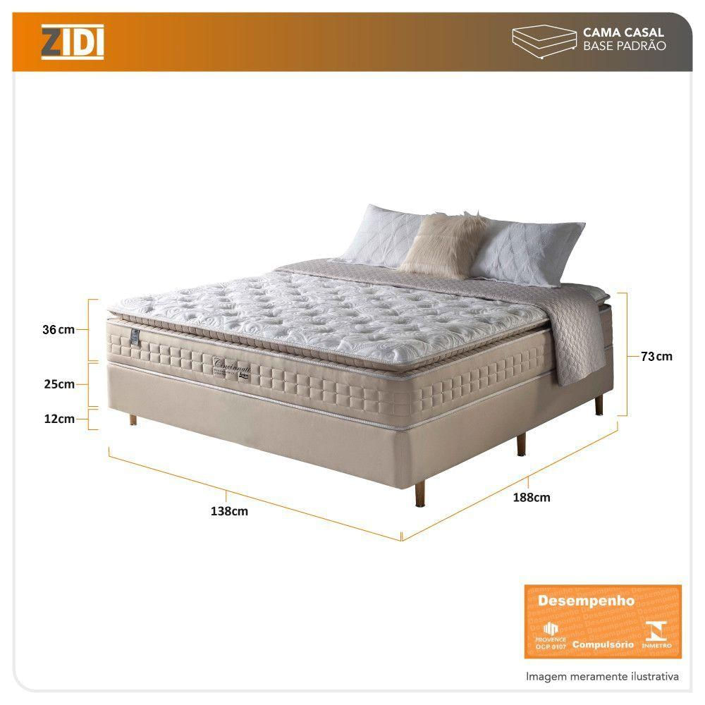 Cama Box Casal + Colchão Molas Ensacadas Cincinnati 138x188 Bege