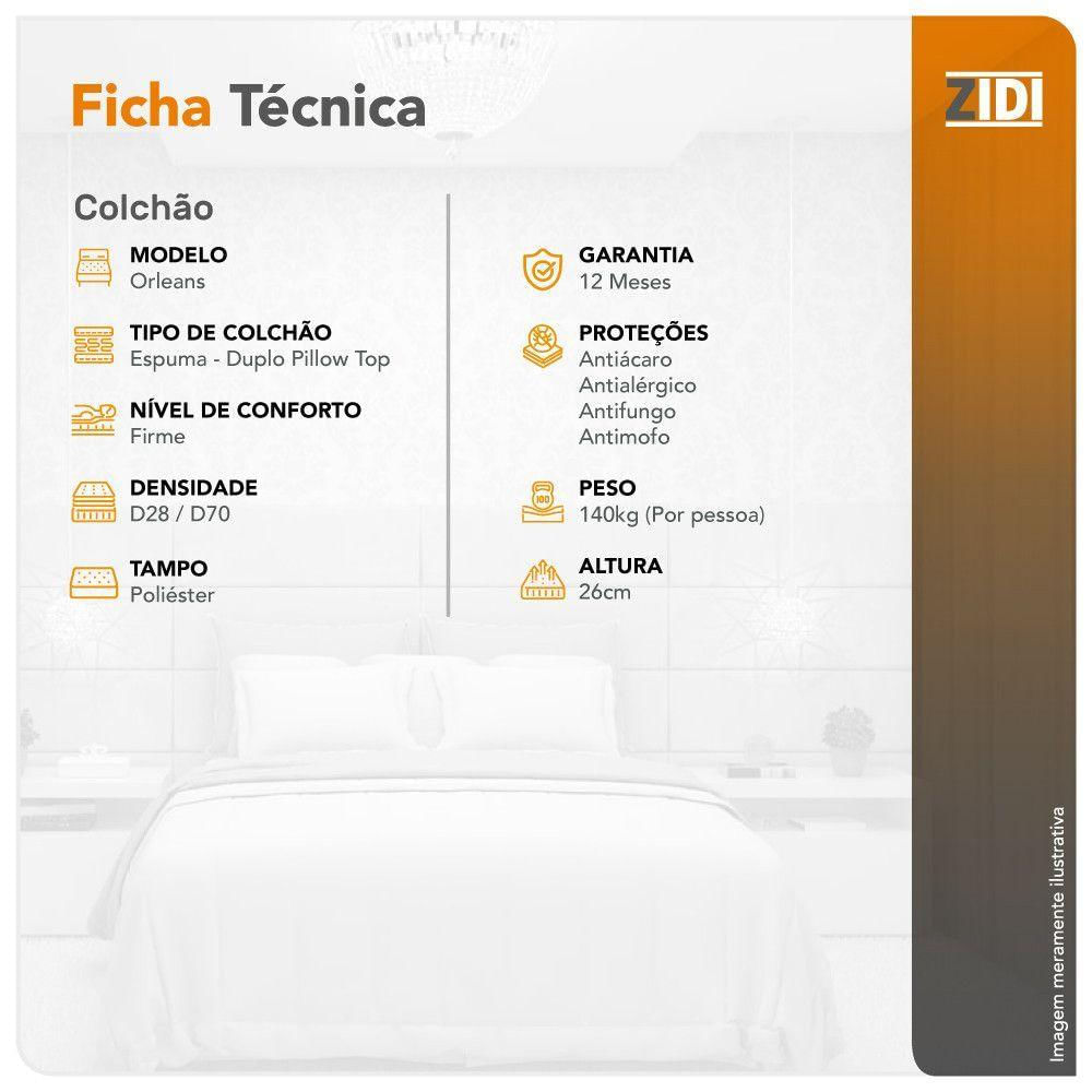 Colchão Solteiro Orleans Espuma Dupla Face Pillow Top Marrom