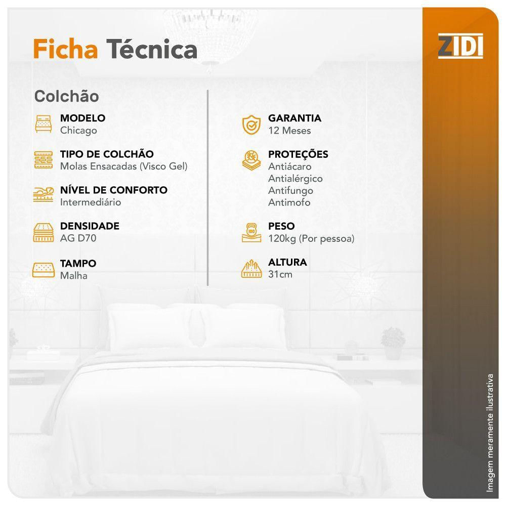 Colchão Queen Detroit Molas Ensacadas Visco Gel Pillow In Marrom