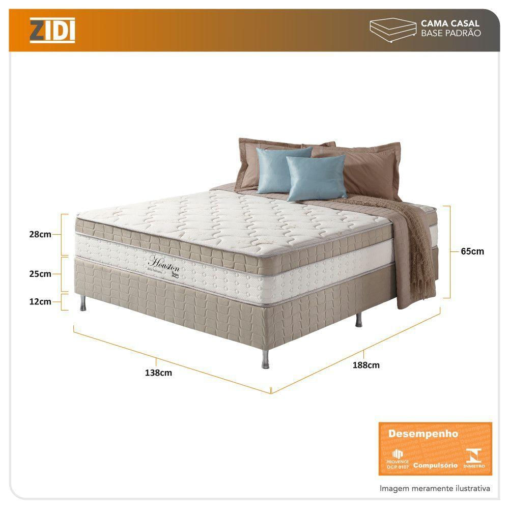 Cama Box Casal Bege + Colchão Molas Ensacadas Houston Marfim