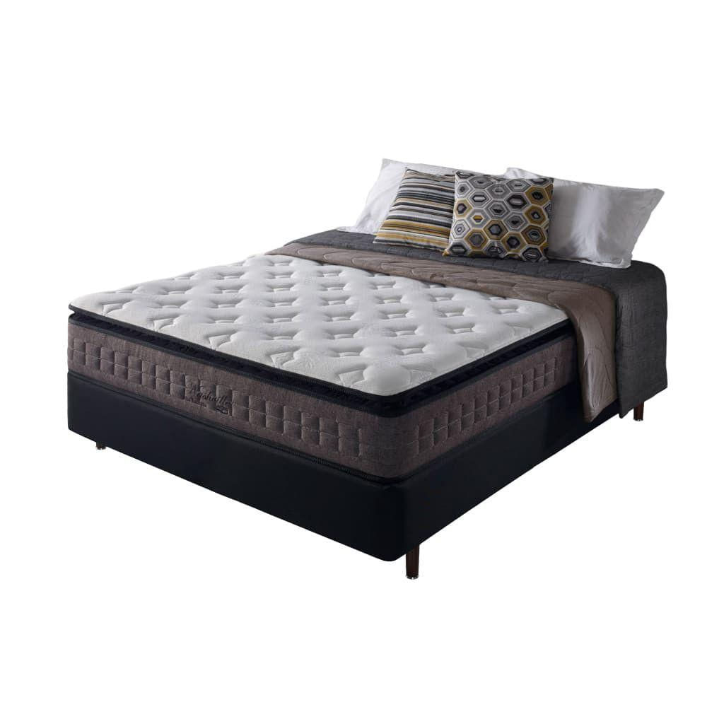 Conjunto Cama Box Casal Mola Ensacadas Nashville Marrom