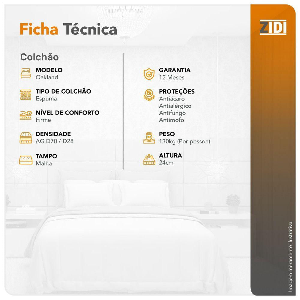 Colchão Solteiro Oakland Espuma D70-d28 Dupla Face 88x188x24 Marrom