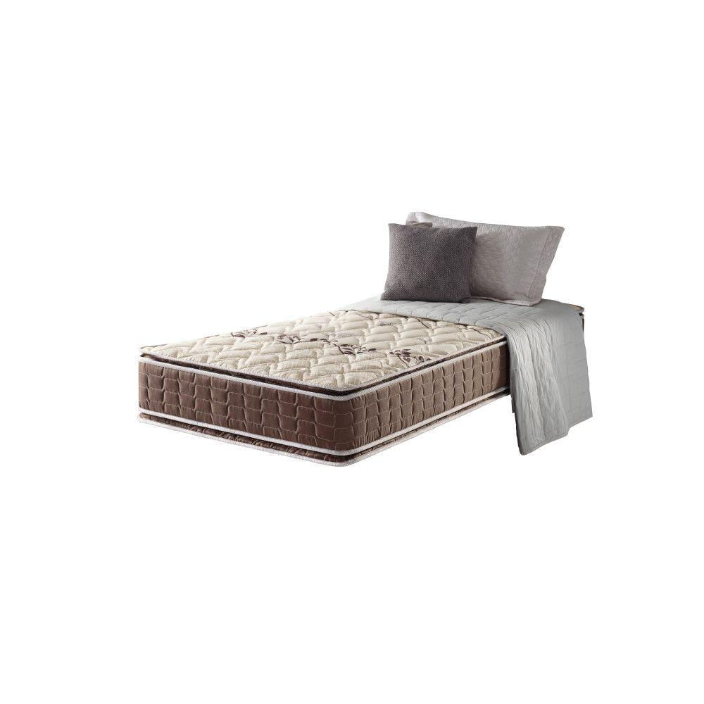 Cama Box Solteiro King + Colchão Espuma Orleans Marrom