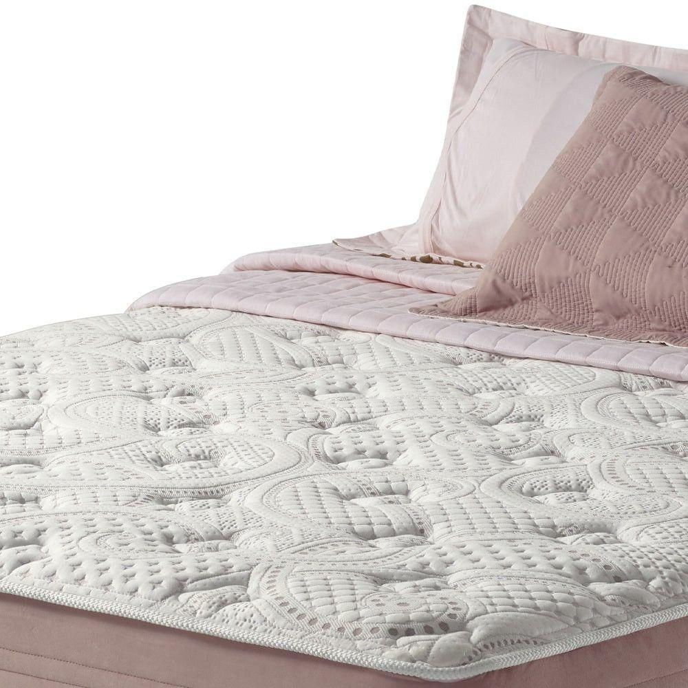 Cama Box Casal + Colchão Mola Ensacada Visco Gel Charlotte Rosa