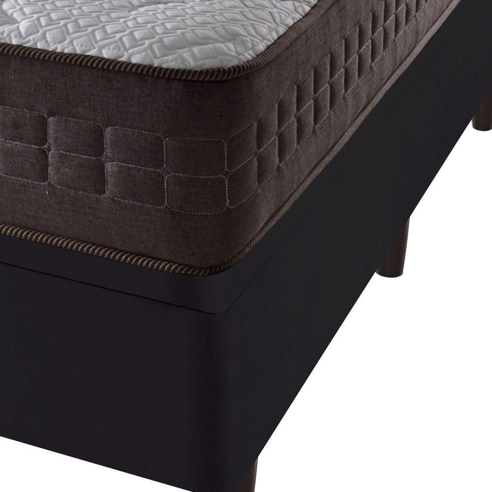 Cama Box Casal Baú Preto + Colchão Molas Orlando 138cm