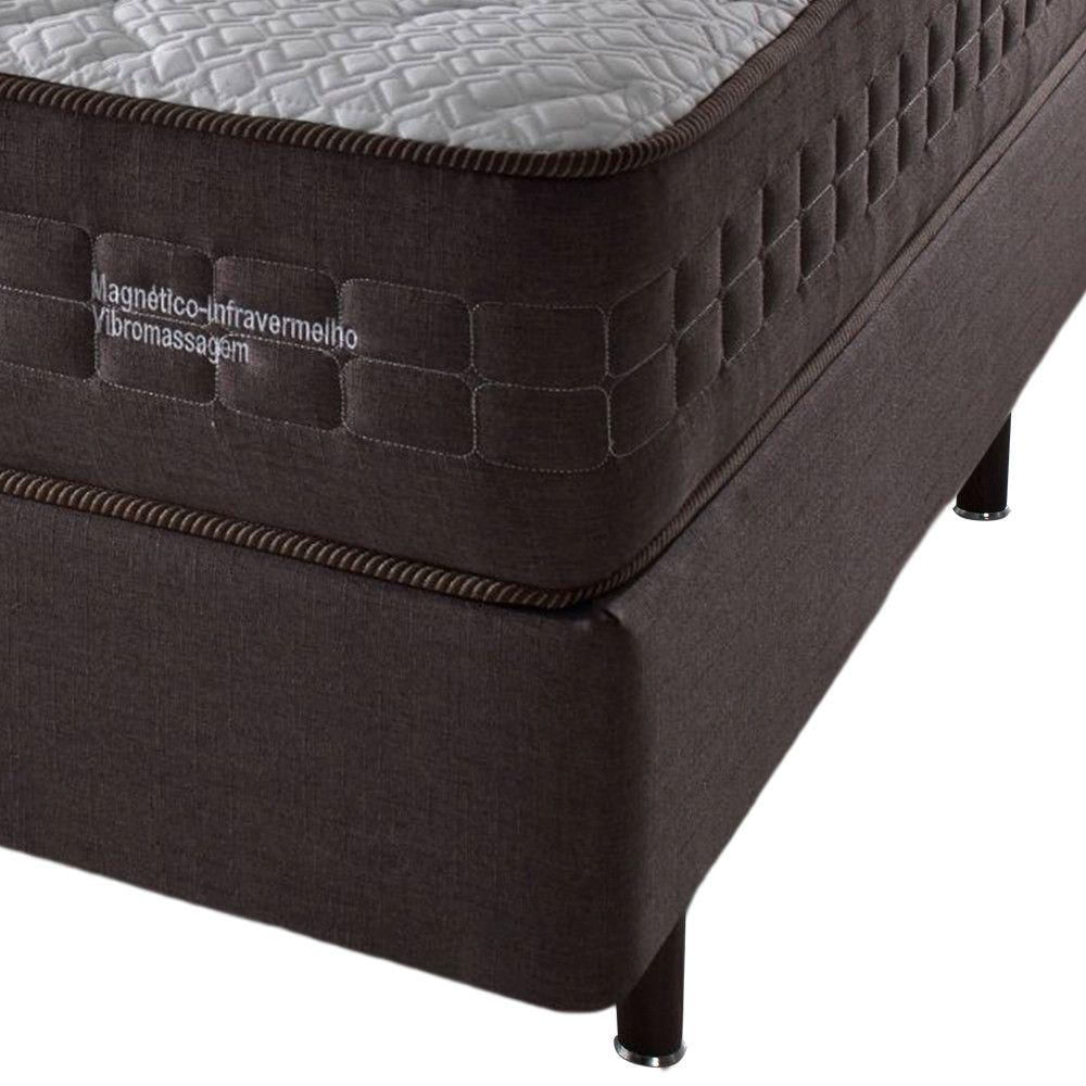 Cama Box King + Colchão Molas Ensacadas Magnético Memphis Marrom