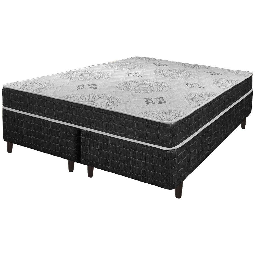 Cama Box King Size Preto + Colchão San Francisco D33 193cm Preto