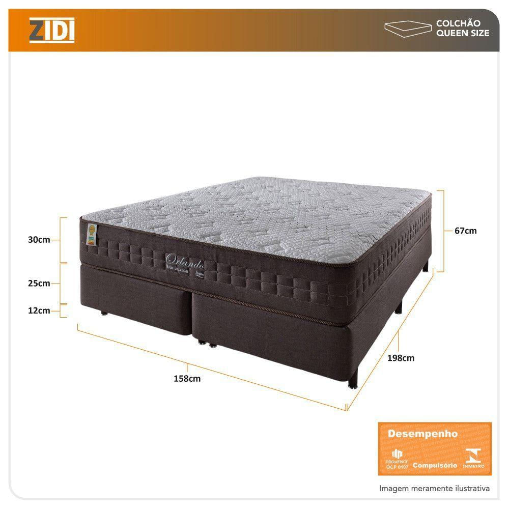 Cama Box Queen Marrom + Colchão Molas Ensacadas Orlando Marrom