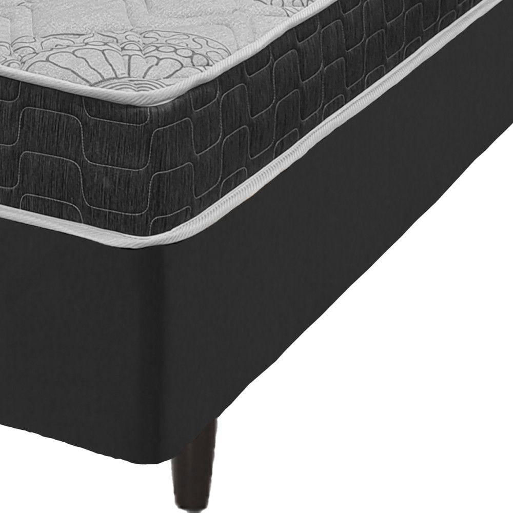 Cama Box Casal Preto + Colchão San Francisco Espuma 138cm