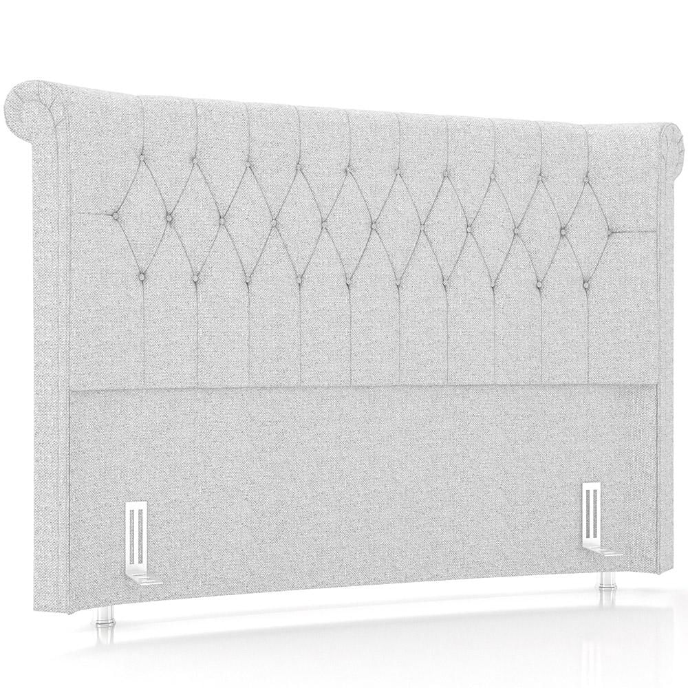 Cabeceira Cama Box Casal 140cm Estofada Meora P05 Linho Cinza Claro - Lyam Decor