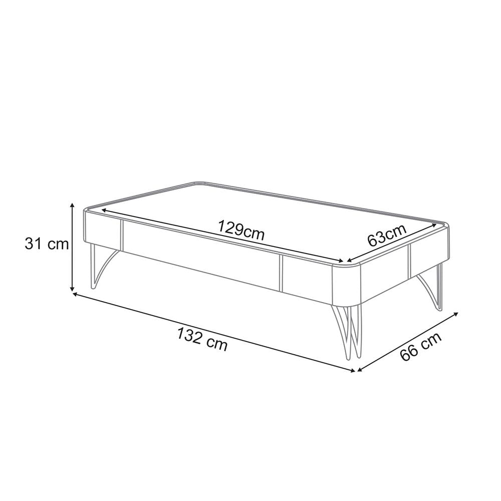 Mesa de Centro Decorativa Rennes MDP/MDF Pés de Aço Verde Pistache/Freijó G26 - Gran Belo