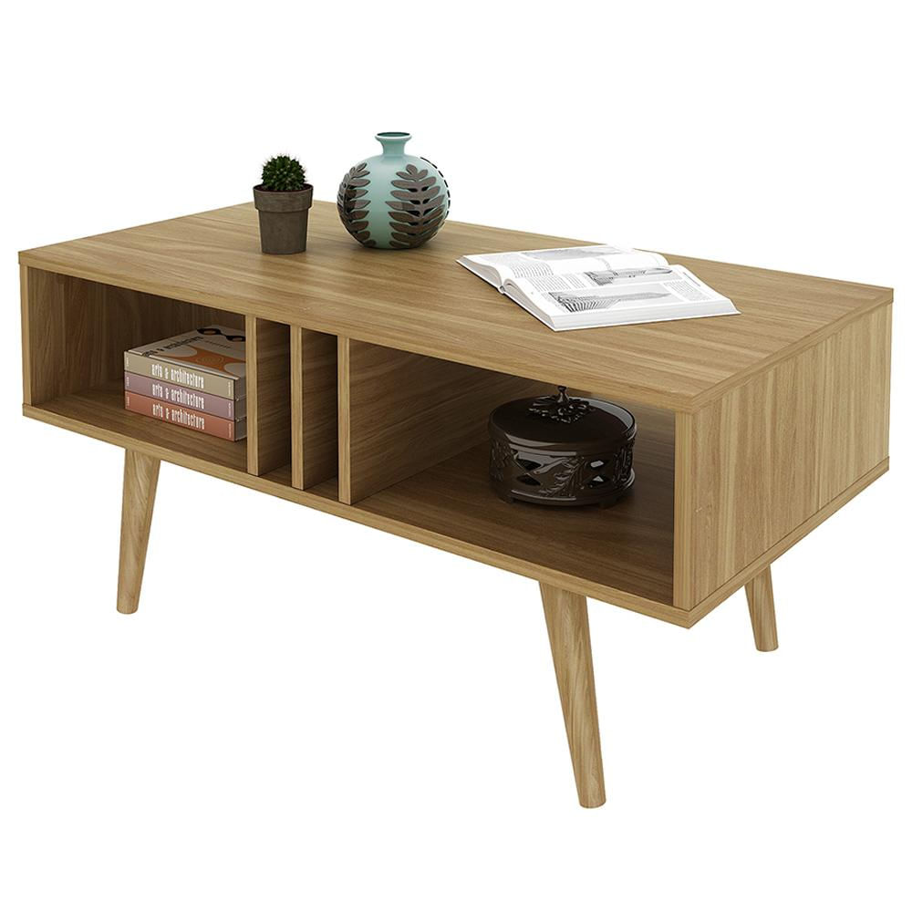 Mesa de Centro para Sala de Estar MC2226 MDP Natural/Off White - Gran Belo