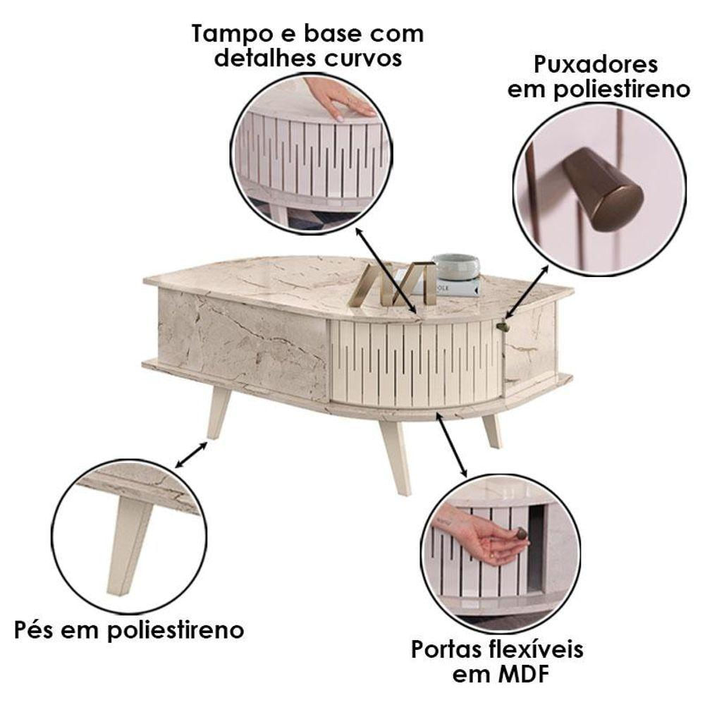 Mesa De Centro Indianápolis Calacata Off White - Madetec